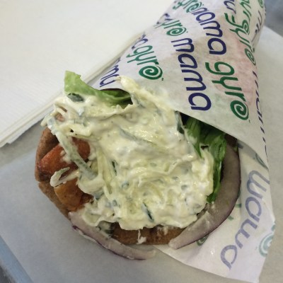 Kale Falafel with Tzatziki Sauce at Mamagyro