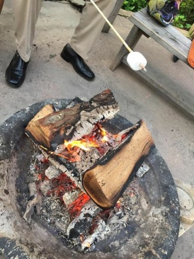 Roasting marshmallows at Peekamoose Restaurant